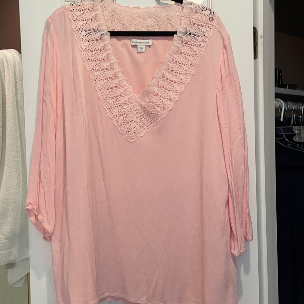 Coldwater creek 3x , 3/4 sleeve crinkle blouse
